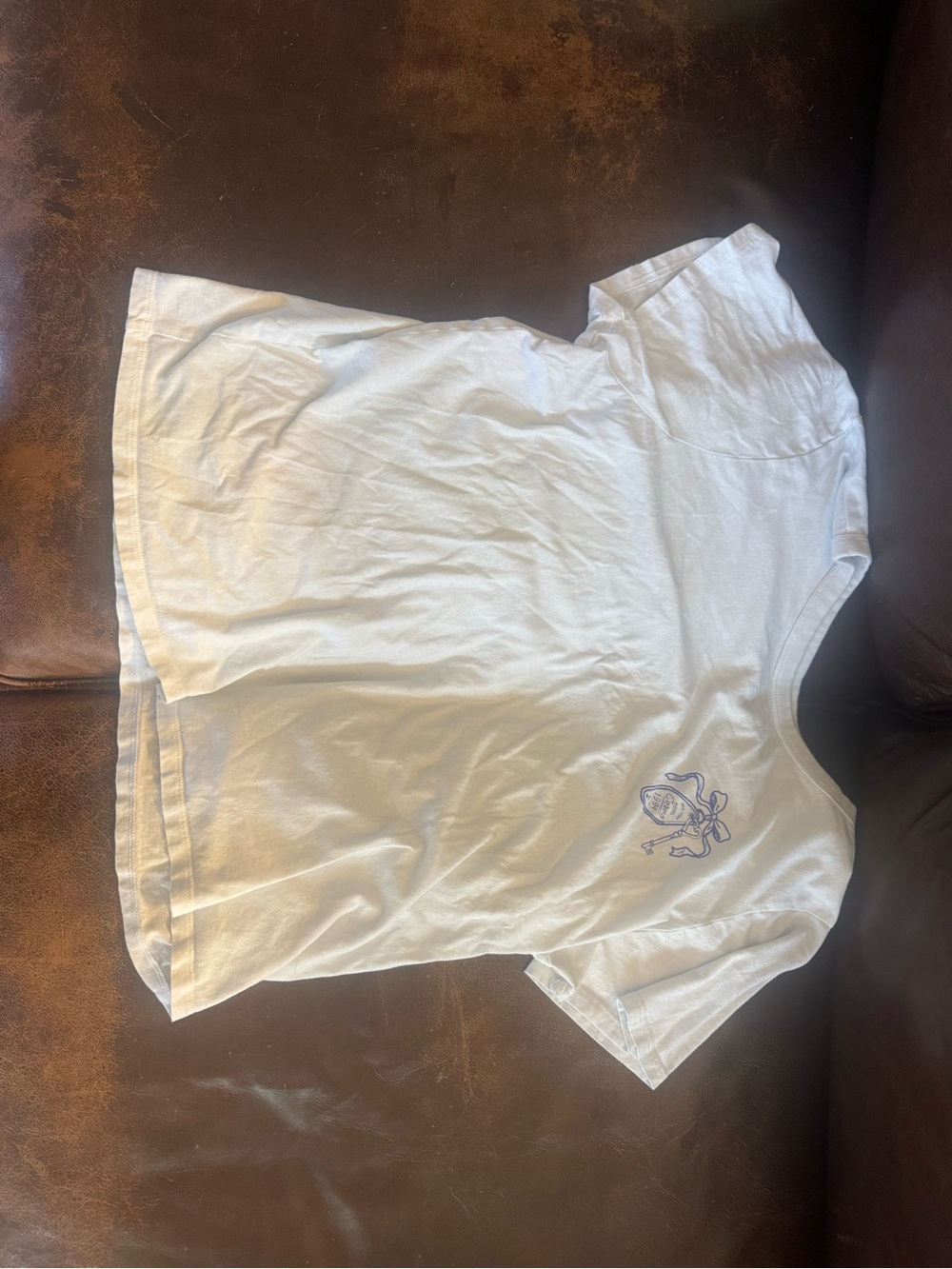 Old Navy White Short-Sleeve Tee with Small Purple Graphic